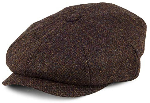 Jaxon & James Arnol Harris Tweed Ballonmütze - Moosgrün-Braun - M