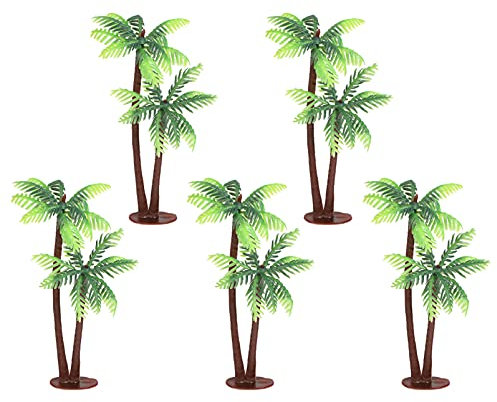 Amosfun 5 Stücke Kunststoff Kokospalme Miniatur Pflanze Töpfe Bonsai Handwerk Micro Landschaft DIY Dekor Hochzeit Valentinstag Dekoration