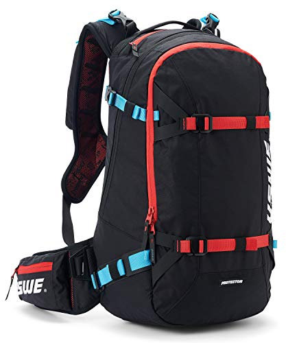 USWE Pow 25L, Skirucksack und Snowboard Rucksack mit Rückenprotektor für Damen und Herren. Isolierte Schlauchführung mit Frostschutz, Bounce Free, Schwarz