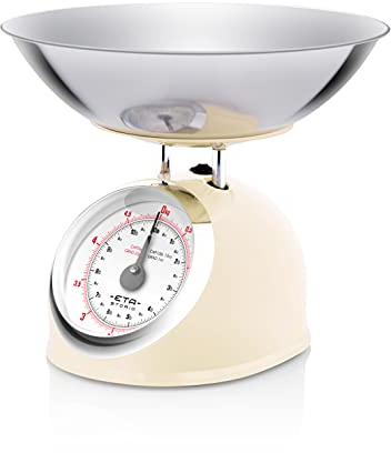 ETA Köksvåg analog i retro helmetalldesign STORIO – skål i rostfritt stål 2 l, max. 5 kg, beige