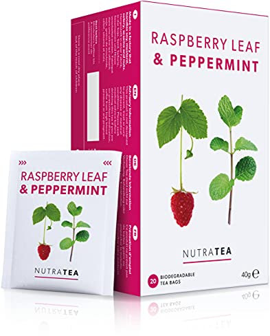 NutraTea - Tisane de Feuilles de Framboisier et à la Menthe Poivrée - 60 Sachets de thé enveloppés - Tisane - (3 paquets)