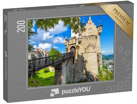 puzzleYOU: Puzzle 200 Teile „Schloss Lichtenstein mit Holzbrücke, Deutschland“ – aus der Puzzle-Kollektion Deutschland