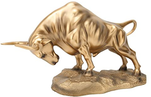 Glück Stier Figur, Bulle Skulptur Statue 37x13x22cm/14.6x5.1x8.7 Zoll Harz Stierfigur Chinesische Feng Shui Ochsen Repräsentiert Viel Glück der Karriere und Reichtum für Home Office Schreibtisch Dekor