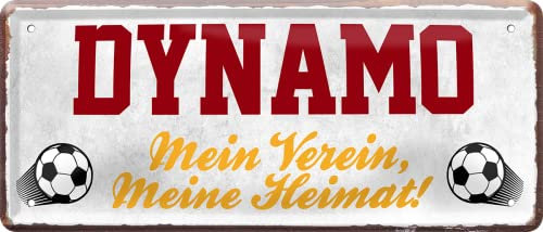 schilderkreis24 – Fußballschild Dynamo “Mein Verein, Meine Heimat!“ Deko Garage Artikel Sport Verein Geschenkidee Club Weihnachten Fußball Fan Liebhaber Begeisterte 28x12 cm