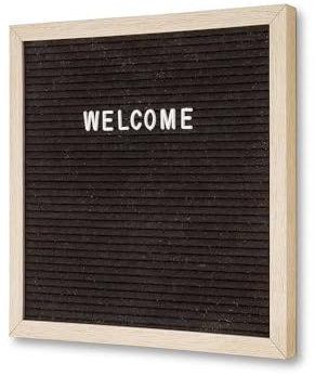 net-xpress Letterboard Holzrahmen, Hellbraun, 30x30cm mit 450 Buchstaben/Zahlen, Buchstabentafel Letterboard Holz