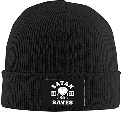 716 Klassische Beanie Mütze Satan-Rettet-Lustiger-Satanischer-Satanismus Kopfbedeckung Unisex Herren Strickmütze Weichem Slouch Beanie Mütze Für Winter Outdoor Sports Damen
