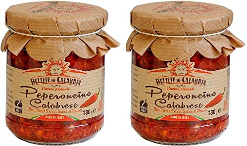 Delizie di Calabria - Salsa Picante de Chile Italiana (2 x 180g) | Hecho con Peperoncino de Calabria