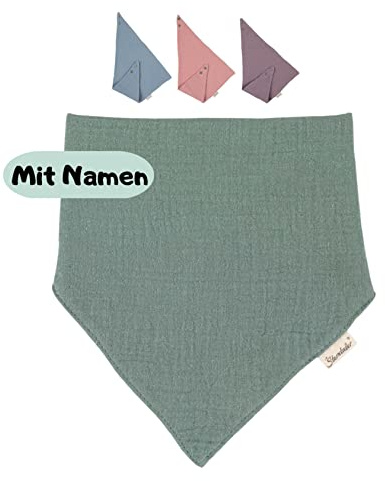 Sterntaler Baby Musselin Halstuch mit Name | BIO Baumwolle | Sterntaler personalisiert Dreieckstuch | 0-4 Jahre | Druckknopf | Babygeschenk Geschenk Geburt