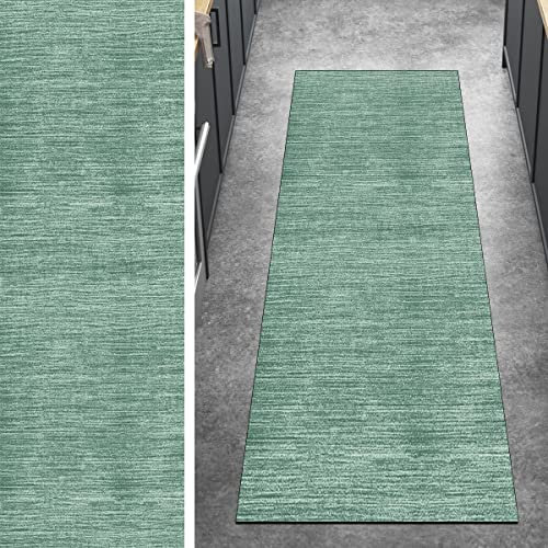 Ymural Teppich Läufer Lang Flur Kücheteppich Modern 70x300CM Grün Kücheläufer rutschfest Teppichmatten Teppichläufer Waschbar Kurzflor Polyester Korridor Schlafzimmer, Anpassbar Breite 40-120cm