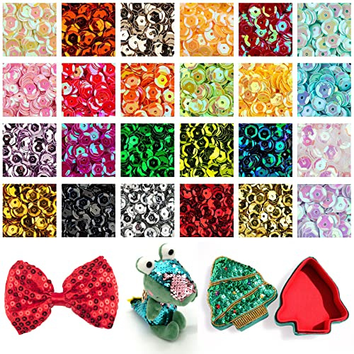 BOZILY 36000 Pailletten - 24 Farben, 5mm, Glitzernde Regenbogen Pailletten für DIY Kunsthandwerk