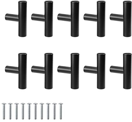 JANDH Möbelknopf Edelstahl Klein, 10 Stück Schubladenknöpfe Schwarz, Türknöpfe Modern, für Schränke, Schminktische