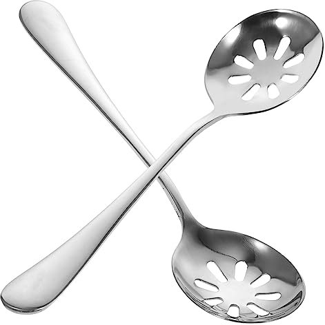 FELTECHELECTR Stainless Steel Slotted Serving Spoons 7.80 Inch Small Perforated Household Utensils for Daily Use Dinner Parties Weddings Buffet