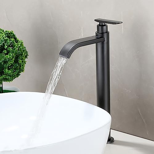 Mitigeur Lavabo Haut Robinet Eau Froide Lave Main Cascade Monocommande Robinet Vasque à Poser Inox,gris
