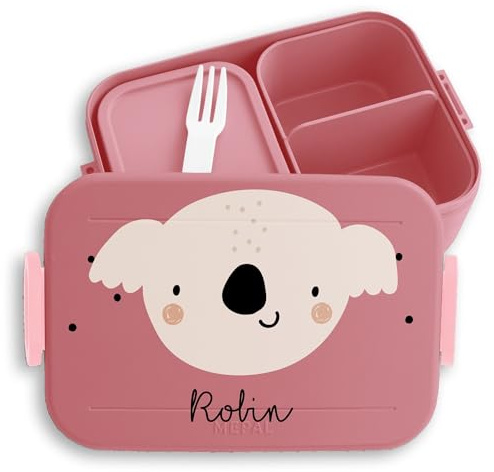 Kinder Bento Box Midi Lunchbox für Mepal Bentobox - Brotdose Boho Koala Vesperbox Koalabär Jausenbox Beutelbär I - 900 ml - Rosa - customized lunch personalisierte name essbox snackbox
