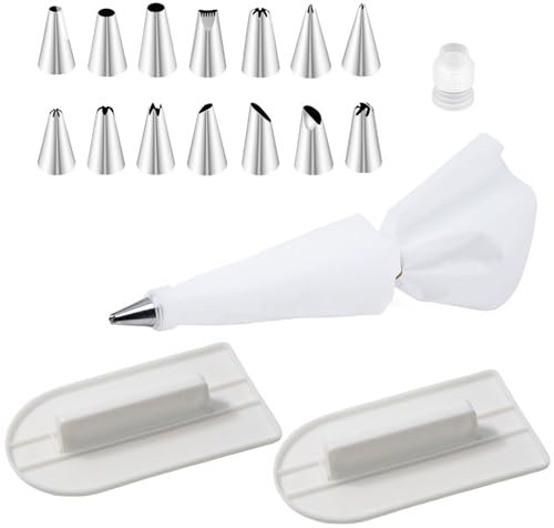 18 Pezzi Spatola Smoother, Lisciatore per Torte con Beccuccio per Incorniciare le Torte, Convertitore per Torte e Sacchetto per Incorniciare le Torte per Cucine Domestiche Panificio
