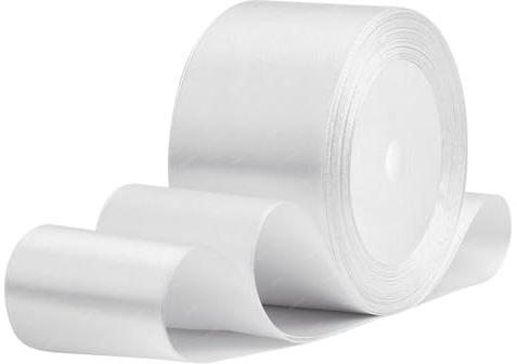 Weiss Satinband 50mm x 22 Meters Stoffbänder für Geschenkverpackungen, Blumensträuße, Kunsthandwerk und Hochzeitsdekoration