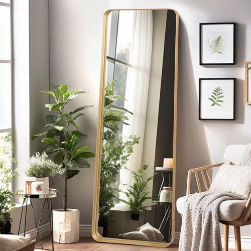 LunaMirror Spiegel Ganzkörperspiegel 52 x 161 cm Wandspiegel Groß Bodenspiegel für Schlafzimmer Wohnzimmer Flur Eingang Gold