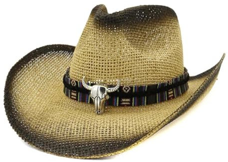FULUJIDI Fedora Trilby Filzhut Hut Bullenkopf Dekoration Unisex Männer Panama Stil Hut Breit Groß Sonnenblende Kappen Papier Stroh Cowboy Hüte 56 To58 cm Khaki