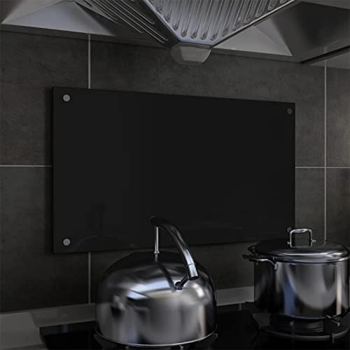 Sufrk Kitchen Splashback Black 70 x 40 cm Tempered Glass Splash Guard Kitchen Wall