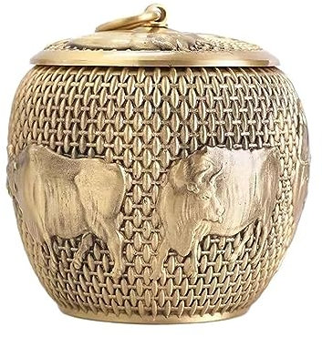 SDA287MZ Tea Tins High-grade Copper Tea Canister Sealing Canister Storage Tea Box Multifunctional Kitchen Storage Jar Interior Decoration Tea Caddy(Large)