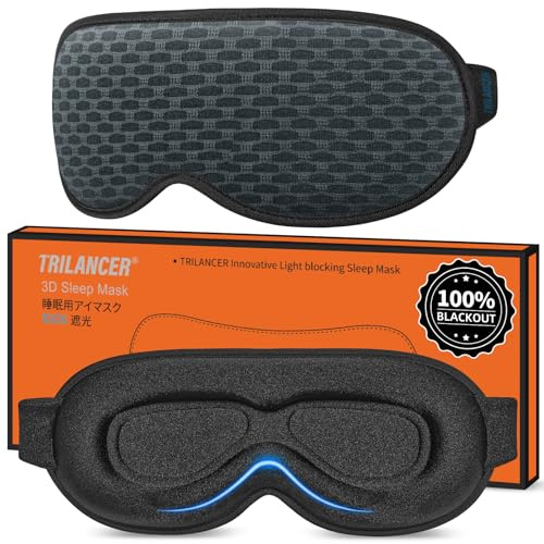 Masque de Nuit Innovant 2026,Trilancer Bandeau de Sommeil les yeux, Cache-œil Dormir,Masque de Sommeil,Voyage Avion Méditation Siestes,Accessoires pour Hommes Femmes,Bloque Lumière(Maille Bleu Clair)