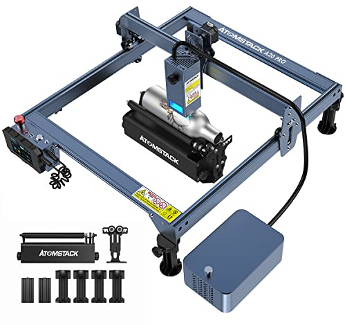 ATOMSTACK A-20 PRO 20W Laser Graviermaschine und Laser Cutter mit R3 PRO Rotary Roller und Air Assist,130W Lasergravur Maschine für Holz Metall DIY Handgemachte Weihnachtsgeschenke