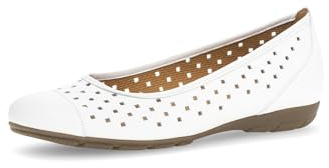 Gabor Damen Klassische Ballerinas, Frauen Flats,Pumps,Halbschuhe,Sommerschuhe,Slipper,Ballerina-Schuhe,Ballett-Schuhe,flach,Weiss,40 EU / 6.5 UK