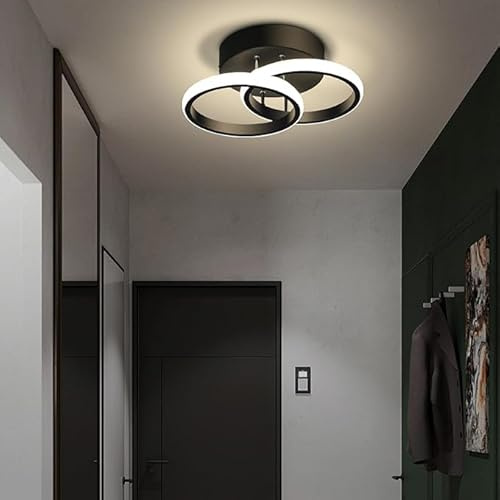 zenggp Plafonnier LED Moderne, Applique Murale avec Couleur Réglable Blanc Chaud, 2 en 1 Petit Luminaire Semi-encastré à Intensité Variable pour Couloir Chambre Bureau Salon(Round,Black)