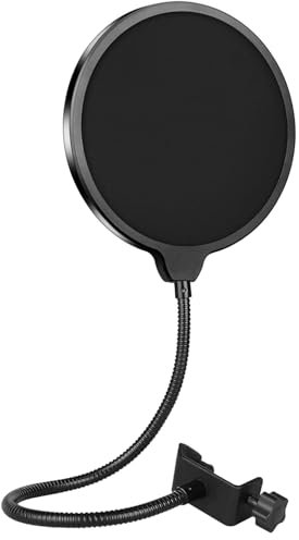AFYS Pop Filter for Microphone - Dual Layer Mic Shield for Blue Yeti, Universal Mic Pop Filter with 360° Flexible Gooseneck Clip