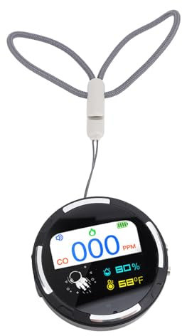 Bärbar CO-detektor, 1000mAh Uppladdningsbar Mini CO-mätare Testare RV CO-detektor Larmtempsensor för Resor Camping Tält Hotellrum Hemma Båt Fordon (Svart)