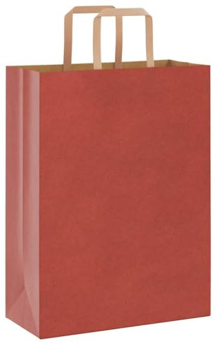 vidaXL Papiertragetaschen 250 Stk., Papiertüten mit Henkeln, Papiertüten, Geschenktüten für Einkaufen Hochzeiten Verpackungen Partys Geburtstag Weihnachten, Rot 26x12x35cm