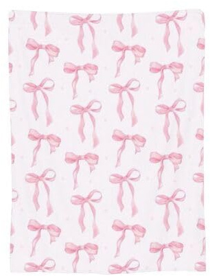 Pink Bow Fuzzy Blanket Cute Bowknot Throw Blanket Bowtie Cozy Flannel Blanket for Home Bed Sofa, 50 x 60 Inch