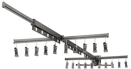 THEGA Einziehbarer Wäscheständer, Faltbarer Kleiderbügel, Saug-Wäscheständer Zur Wandmontage, Wandständer Aus Aluminiumlegierung, Drehbar, Für Drinnen Und Draußen(Perforated)