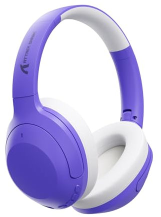 ATTACK SHARK G300 Active Noise Cancelling Wireless Headphones, Ultra Light Foldable Over-Ear Wired/Bluetooth Headset, 20H Playtime, Built-in Mic Hands Free Talking for Travel, Office, Home -Purple