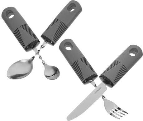 BELLIFFY Vajilla Para Discapacidad Utensilios Adaptables Mango Antitemblores Cuchara Angular Tenedor Cuchara