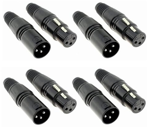 DXBNEZBC 8 Pcs 3 Pin XLR Solder Connector, 4 Male and 4 Female XLR Mic Snake Plug, Microphone Audio Socket for High Conductivity and low Noise, Solder Connector