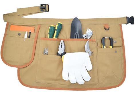 Nanxson Unisex Werkzeugschürze Gartenschürze kurz Segeltuchschürze | Damen Herren Einstellbar Taillenschürze Arbeitsschürze Aufbewahrung Gürtelschnalle für Garten, Handwerk, Friseure