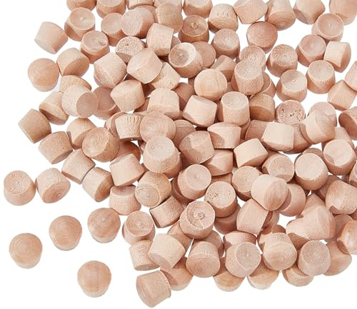 NICENEEDED 200 PCS Bouchons en Bois à Tête Plate Bouchons en Bois pour Bouteilles en Verre Cache Vis en Bois pour Cuisine et Bricolage