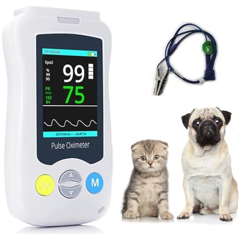 BLUEZY Veterinär Hand Pulsoximeter, Sauerstoff Messgerät Katzen/Hund Pulsfrequenzmonitor Ohr Oder Zunge Zur Verwendung In Der Familie Und Im Haustierkrankenhaus