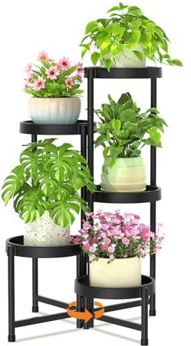 VASZOLA Blumenständer Pflanzenständer Pflanzenregal Outdoor Indoor Schwarz