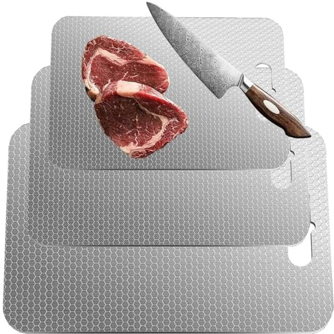 Tablas de cortar para la cocina, 3 piezas de acero inoxidable de panal, utensilios de cocina, tabla de cortar carne grande por ambos lados, para carne, frutas, queso, hogar, apartamento, restaurante