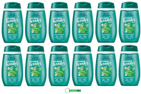 12 gel doccia Felce Azzurra Doccia My Mood Wonder Mint/Gel doccia idratante menta per pelle morbida da 250 ml + portachiavi Beni Culinari gratuito