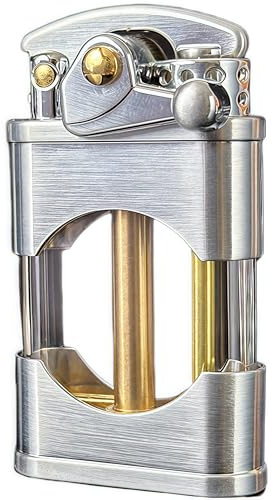 Antike Kerosinfeuerzeuge Cooles Feuerzeug transparenter Tank Kipphebelzündung für Sammler dekoratives Geschenk (Silver)
