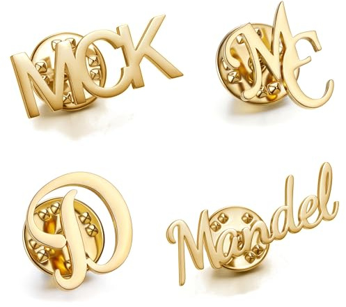 Jovivi Name Brosche Personalisierte Brosche Edelstahl Silber/Gold Anstecknadeln mit Name Gravur Buchstaben Initial Alphabet Monogramm Brautstrauß Boutonniere Pin Charms Trendiges Accessoire