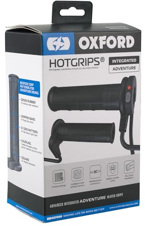 Oxford HotGrips® Advanced Integrated Adventure EL397 | Heated Handlebar Grips for Cold Temperature Winter Weather Motorcycle Motorbike Riding