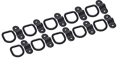 10 set di ancoraggi di ancoraggio, kit anelli a D per carichi pesanti, montaggio superficiale ad alta resistenza con rivestimento in zinco, gancio di ancoraggio multifunzione per (Nera)
