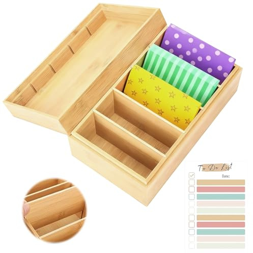 QUTHZZHY Karteikarten Box Holz, A7 Karteikasten mit Deckel, Lernbox Vokabelbox mit 4 Herausnehmbar und 1 Planner, Haftnotizen Karten Aufbewahrungsbox für Büro Schulen Heim