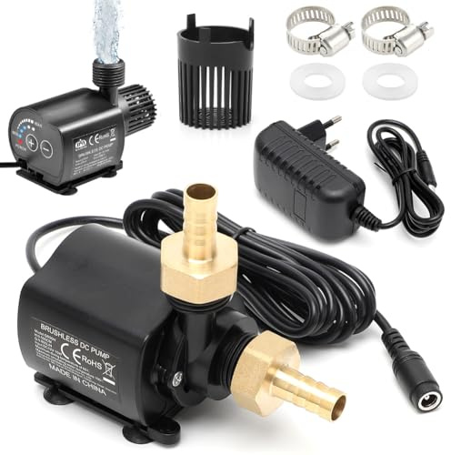Wasserpumpe 12V 800L/H Tauchpumpe, Wasserpumpe Klein mit 5-Gang-Drehzahlregelung, Teichpumpe, 5M Förderhöhe, Wasserspielpumpe, Aquariumpumpe, Springbrunnenpumpe Mini Pumpe Wasser Aquarium Pumpe