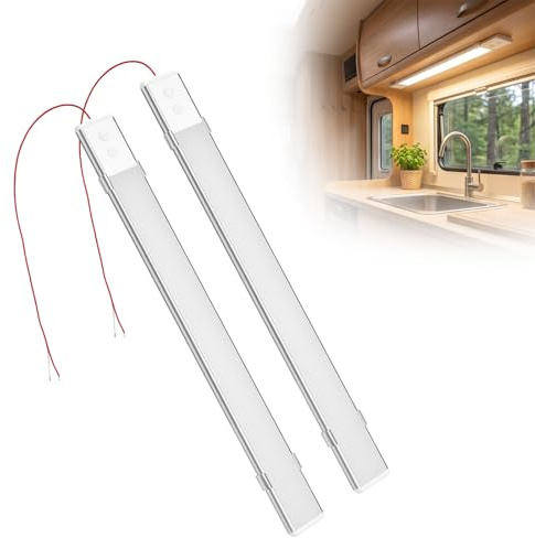 Vexnaro 2 Stück LED Wohnmobil Beleuchtung, 12V LED Innenlichtleiste Dimmbar, LED Lichtleiste Dach Beleuchtung für Auto Van Bus Caravan Boot Küche Bad Bar LKW