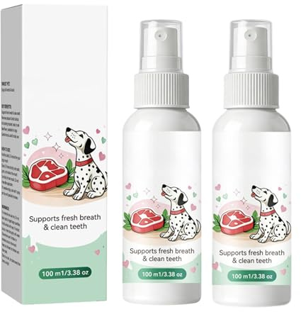 2 stycken tandvårdsspray för hundar och katter, ingen tandborstning krävs, frisk andning, rena tänder, mot dålig andedräkt och tandsten, 100 ml (B)